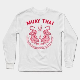 Muay Thai Tiger Sak Yant Tattoo Kickboxing Thailand Long Sleeve T-Shirt